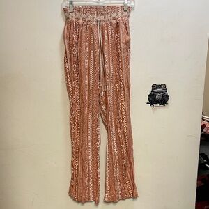 Rewash Terracotta Patterned Wide Leg Pants